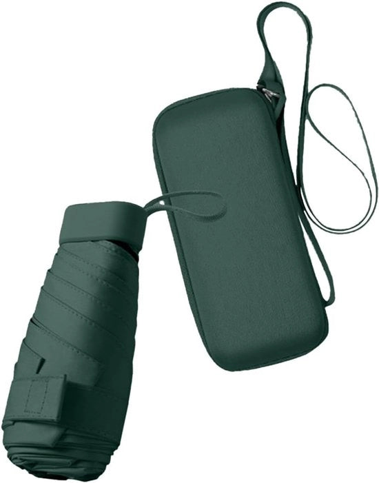Parasole compattabile per sole e pioggia - protezione UV - verde bosco - 14cm x 4.5cm