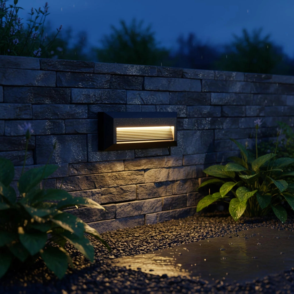 Faretto segnapassi rettangolare slim LED 6W CCT per esterni IP65 luce regolabile 3000K-6000K giardino parete muro 230V COLORE NERO