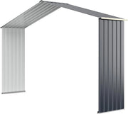 Casetta da Giardino Porta Attrezzi in Lamiera Acciaio Zincato, Capanno da Esterno con Tettoia, Sfilati e Ante Scorrevoli, Adatto a Cortile, Giardino e Fattoria (330 x 64 x 210 cm)