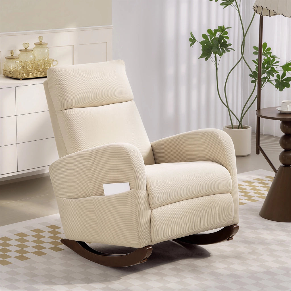Poltrona dondolo imbottita ¨C zephmum ¨C Beige in tessuto cord