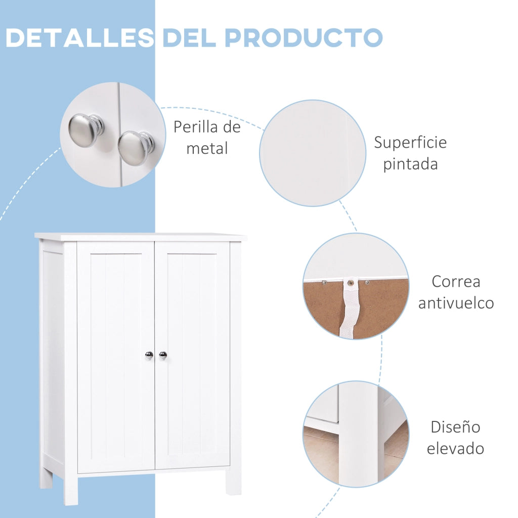 Armadietto Bagno 2 Ante con Ripiani Regolabili ¨C Zephmum ¨C Bianco 60x30x80 cm