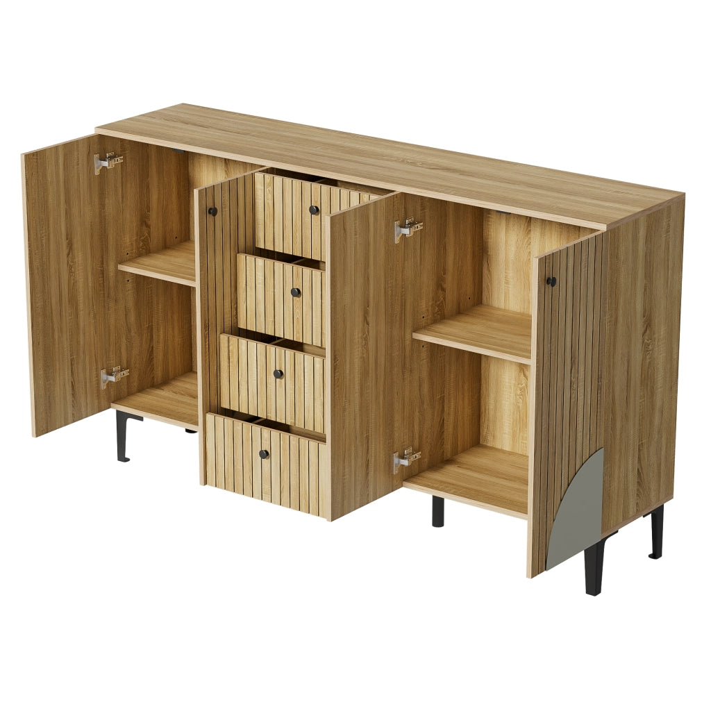 Credenza con 4 Ante e 4 Cassetti; Design Moderno; in Pannello Truciolare; 160??36??94 cm; Legno