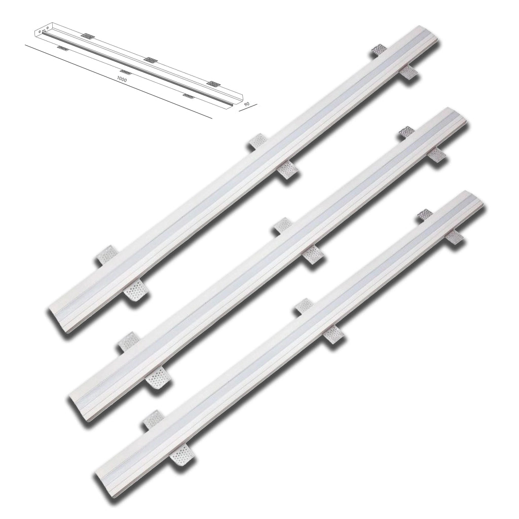 *STOCK* n.3 metri (3 barre da 1mt)  Striscia In Gesso Ceramico predisp. LED  90x1000mm