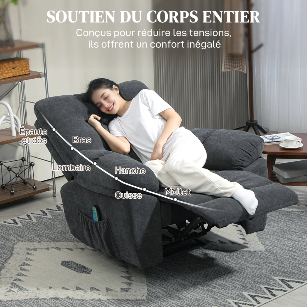 Poltrona Massaggiante Elettrica Reclinabile ¨C Zephmum ¨C Grigio