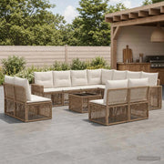 Set Divano da Giardino 12 pz Beige e Bianco Crema polyrattan 3435162