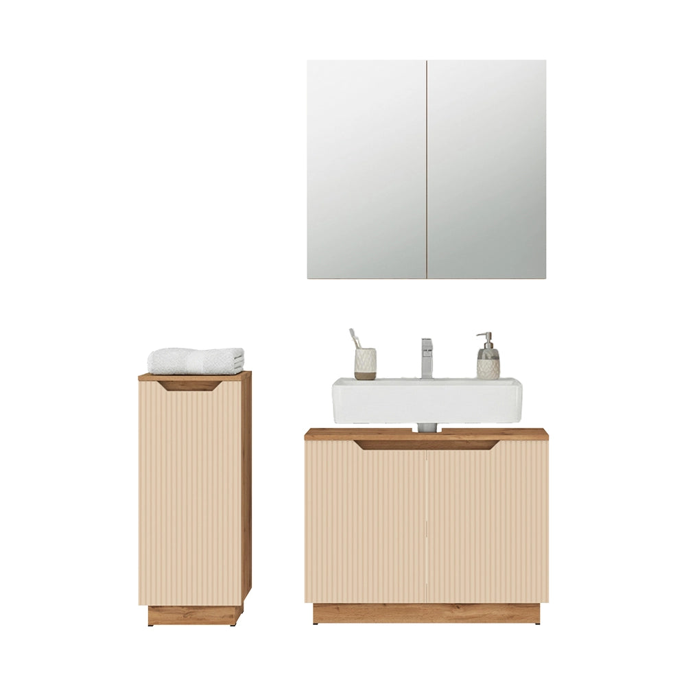 Vicco Set di mobili da bagno Rovere/cashmere a righe 3 parti