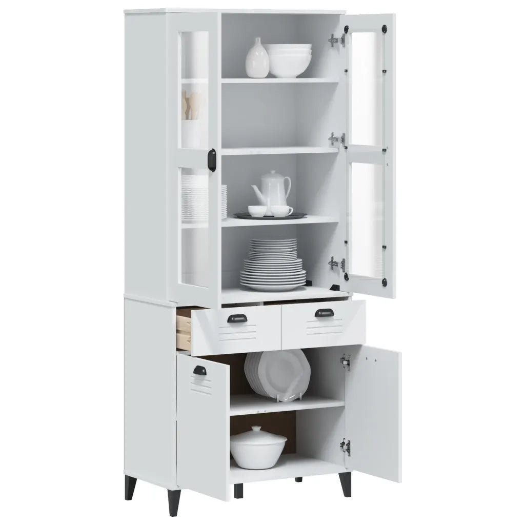 Credenza VIKEN Bianca 80x40x190 cm in Legno Massello di Pinocod mxl 116284