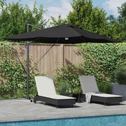 Ombrellone-Ombrello da giardino Nero 351 x 250 x 253 cm Poliestere e Alluminio