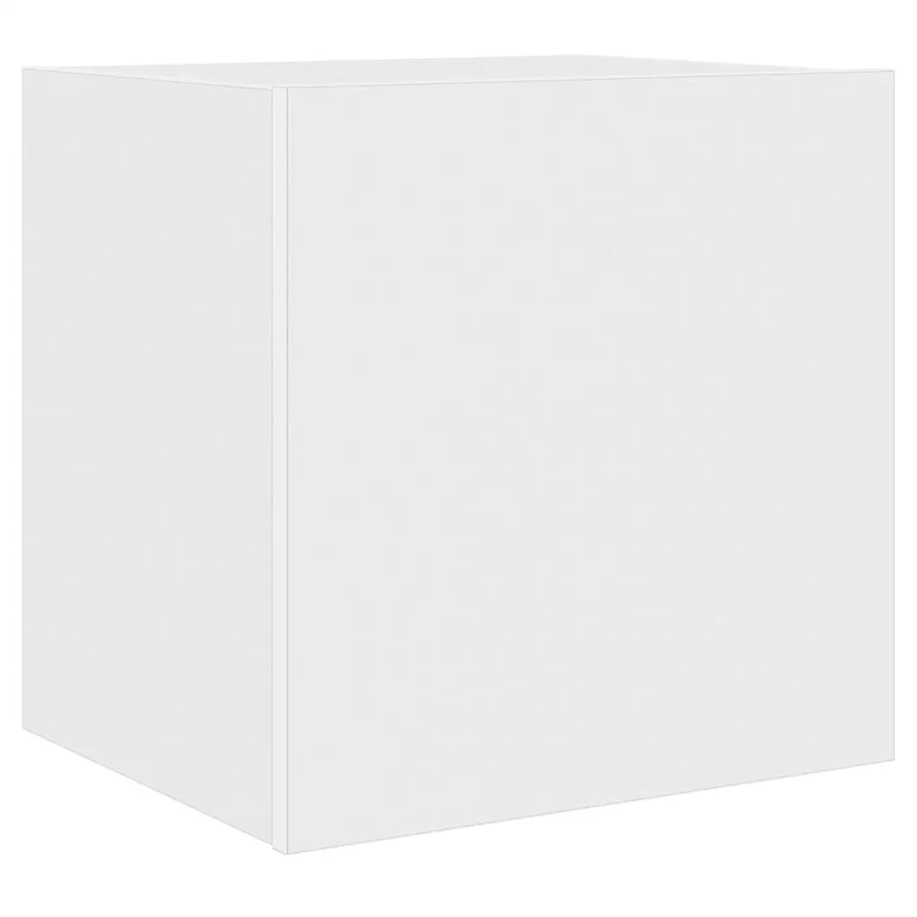 Mobili TV a Parete con Luci LED 2pz Bianchi 40,5x35x40 cm