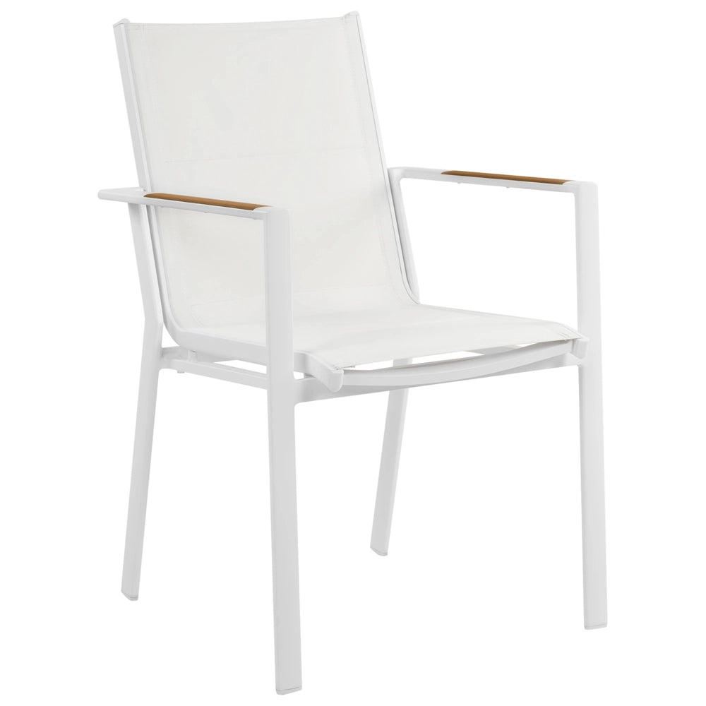 Set di 6 sedie da pranzo da giardino Telaio in alluminio bianco Materiale sintetico Design moderno per esterni