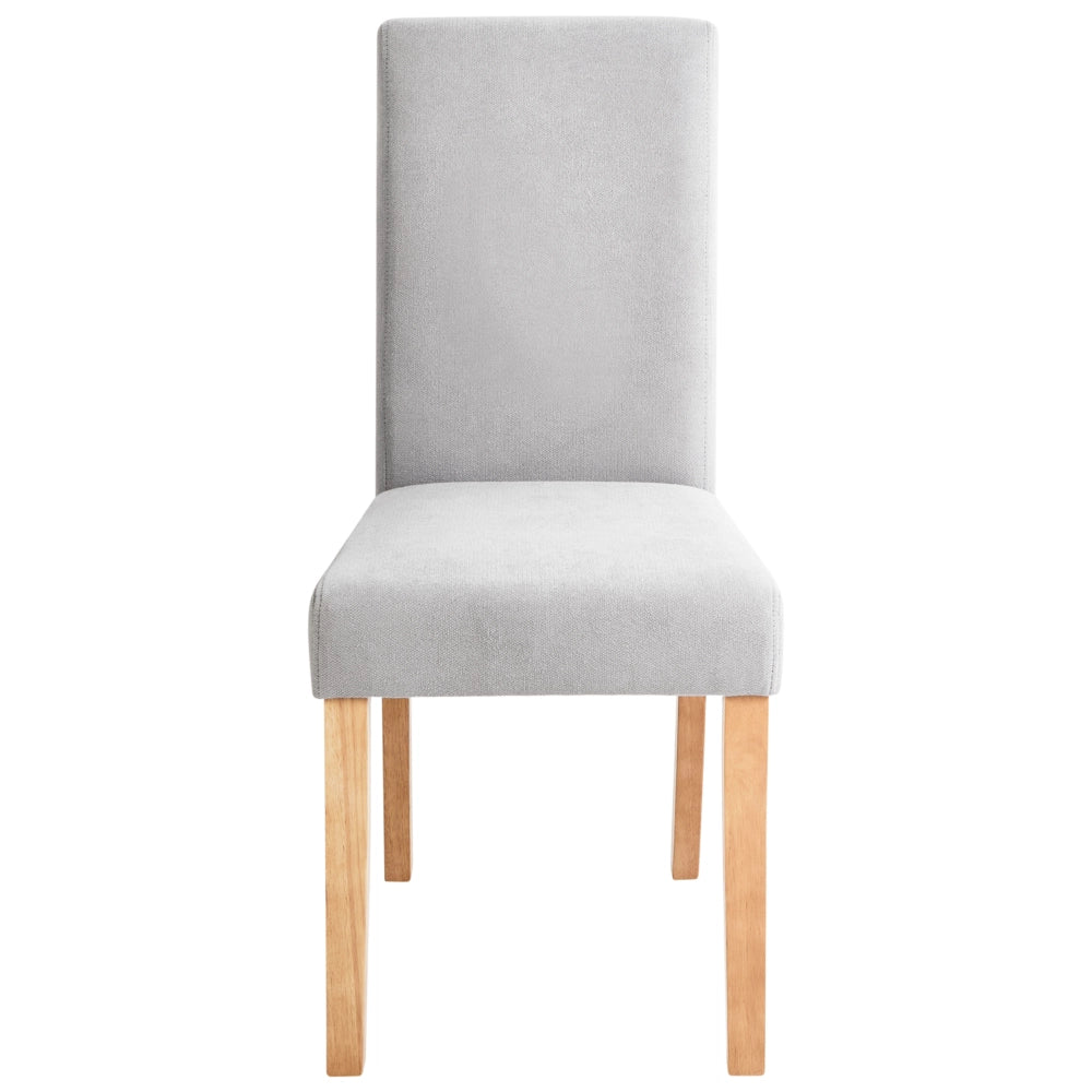 Set di 2 Sedie da Pranzo in Tessuto Grigio Gambe in Legno Moderne