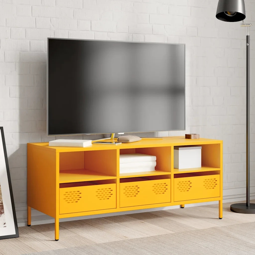 Mobile TV | Armadietto TV | Mobile Porta TV Giallo Senape 101,5x39x43,5 cm in Acciaio