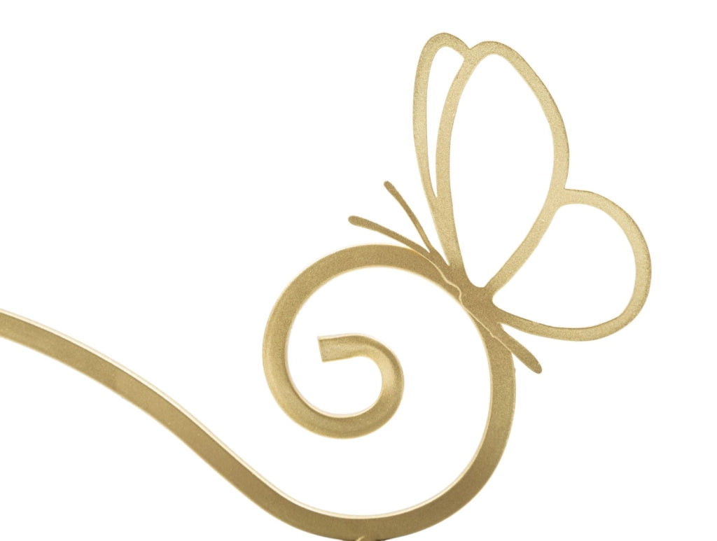 Comodino mensola BUTTERFLY COPPIA 41,5x18x21 cm metallo dorato con vetro