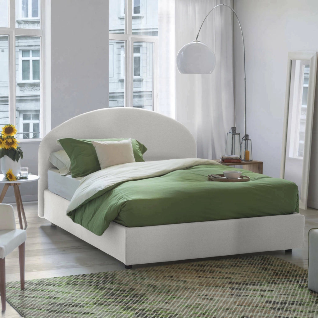Letto Matrimoniale Amida, Letto Matrimoniale Materasso Incluso Made in Italy, Bianco