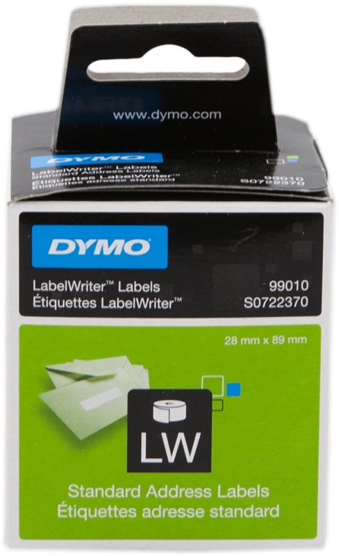 DYMO LW etichette per indirizzi / 28 mm x 89 mm / 2 rotoli da 130 etichette facili da staccare (260 pezzi) / autoadesive / per etichettatrici LabelWriter / originali