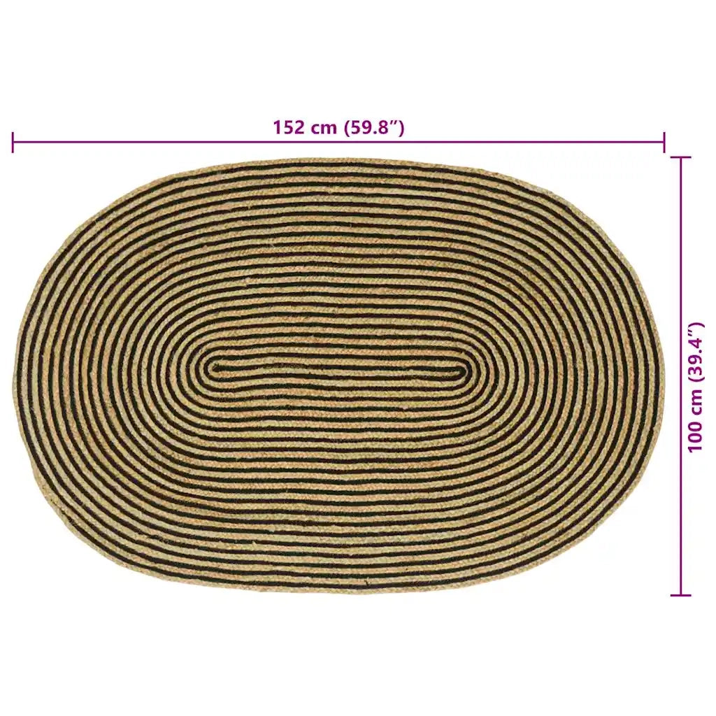 Tappeti per area Naturale e Nero 100 x 152 cm Juta