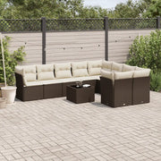 Set Divani da Giardino 10pz con Cuscini in Polyrattan Marrone 3250022