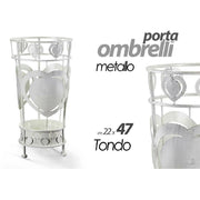 Trade Shop - Porta Ombrelli Con Cuore Anticato Design Tondo Bianco 22x47cm In Metallo 657801 -