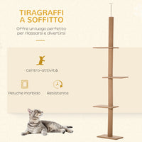 Albero Tiragraffi per Gatti 43x27x228-260 cm con Fissaggi oa Soffitto Marrone