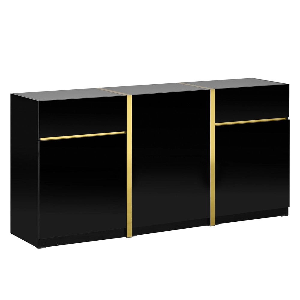 Credenza Moderna ¨C MINIMAL ¨C Bianco Lucido, 3 Ante e 2 Cassetti, Soggiorno e Ingresso