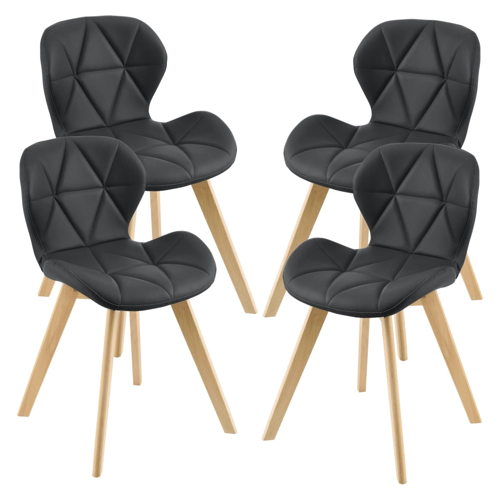 Set di 4 sedie da pranzo in similpelle 81 x 57 x 49 cm nero 03_0006776