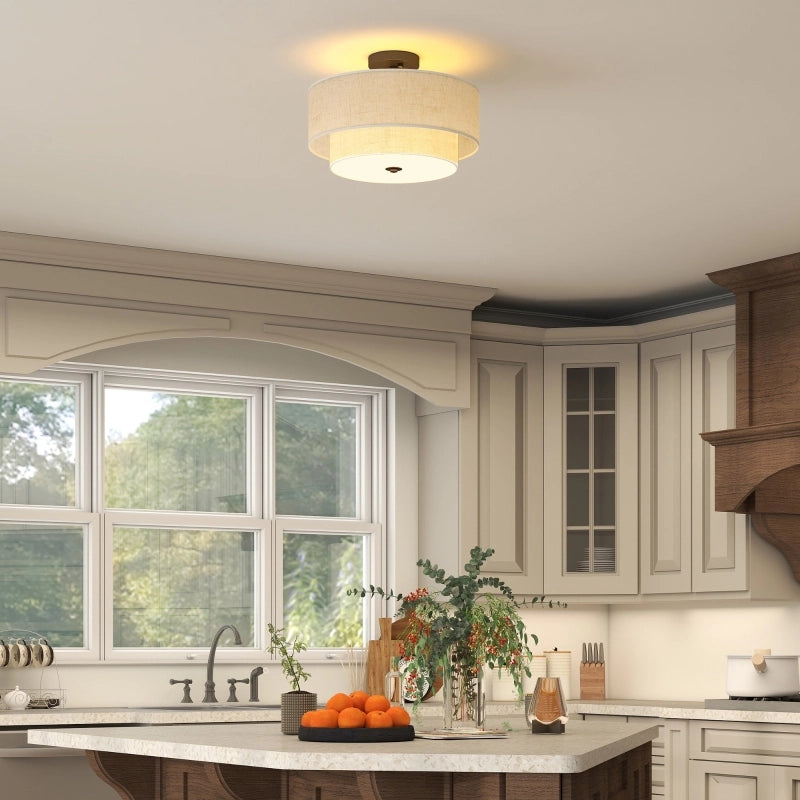 Lampada da soffitto moderna in metallo, colore crema bianco, Ø40 x 26 cm