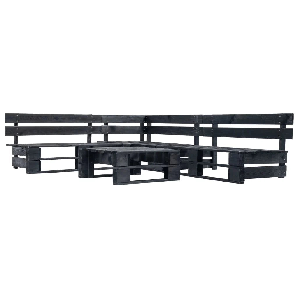 Set di mobili da giardino per esterni set di mobili in pallet da 4 pezzi legno nero 02_0018383