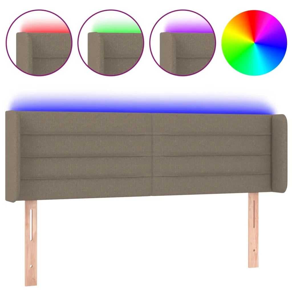 Testiera | Testata a LED Tortora 147x16x78/88 cm in Tessuto