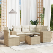 Set Divano da Giardino 6 pz con Cuscini Beige in Polyrattan