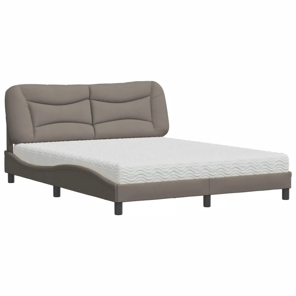 Letto con Materasso Hvar Tortora 160x200 cm in Tessuto 3208545