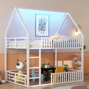LETTO A CASTELLO 140x200 cm in metallo bianco con LED