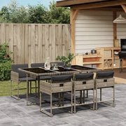 Set da Pranzo da Giardino 7 pz con Cuscini in Polyrattan Grigio 3211268
