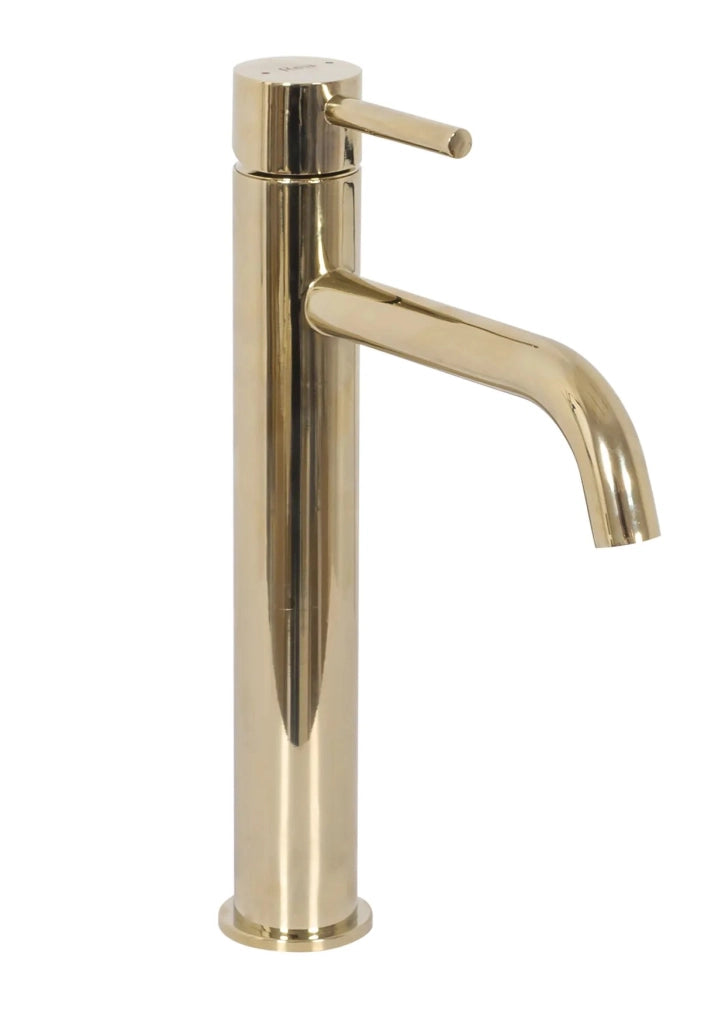 Set Lavabo Da Appoggio Sofia Marble Black + Rubinetto Da Bagno Lungo Gold + Tappo Gold