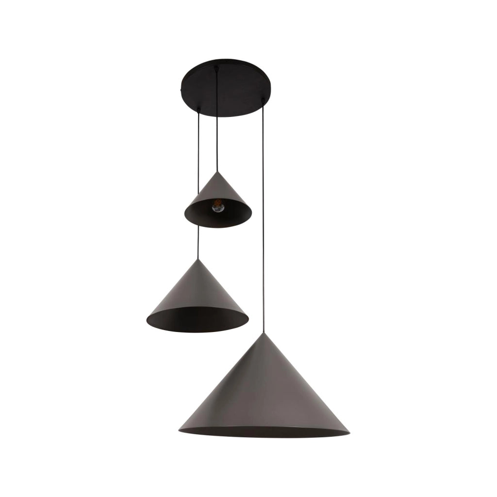 Lampada a sospensione SPITZE 3 luci E27 grigio nero Lucide