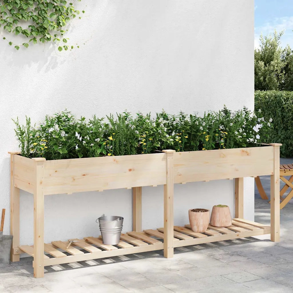 Fioriere | Cassetta per fiori | Vaso da giardino con lo scaffale Beige 203 x 53 x 76,5 cm