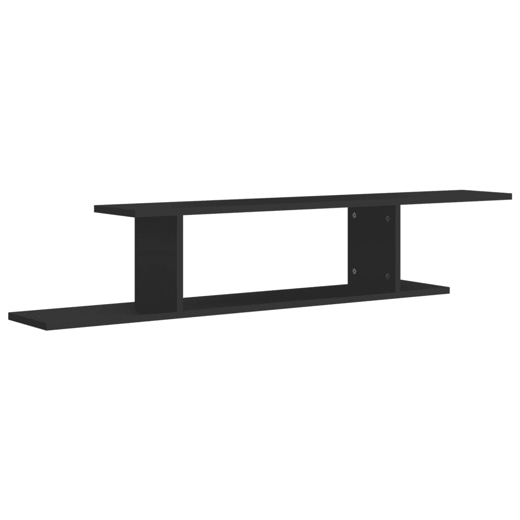 Scaffale TV a Parete Nero 125x18x23 cm Legno Multistrato 806990