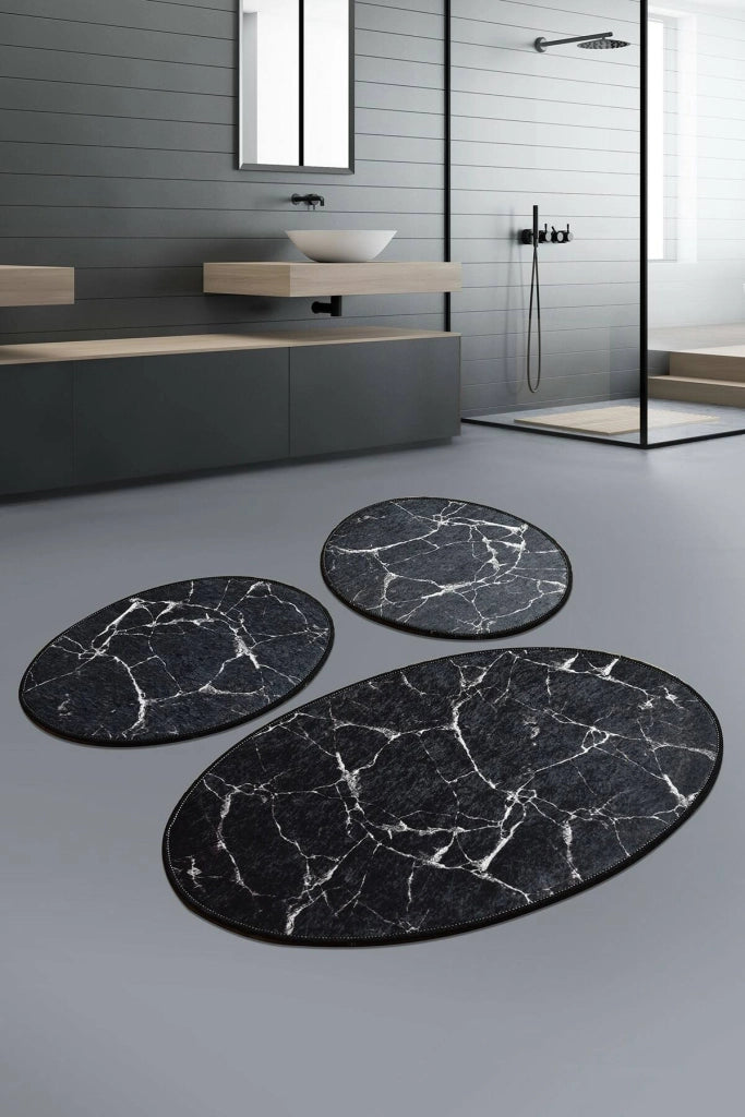 Tuscaloosa, Tappeto da Bagno Lavabile in Lavatrice, 60x100 cm Nero