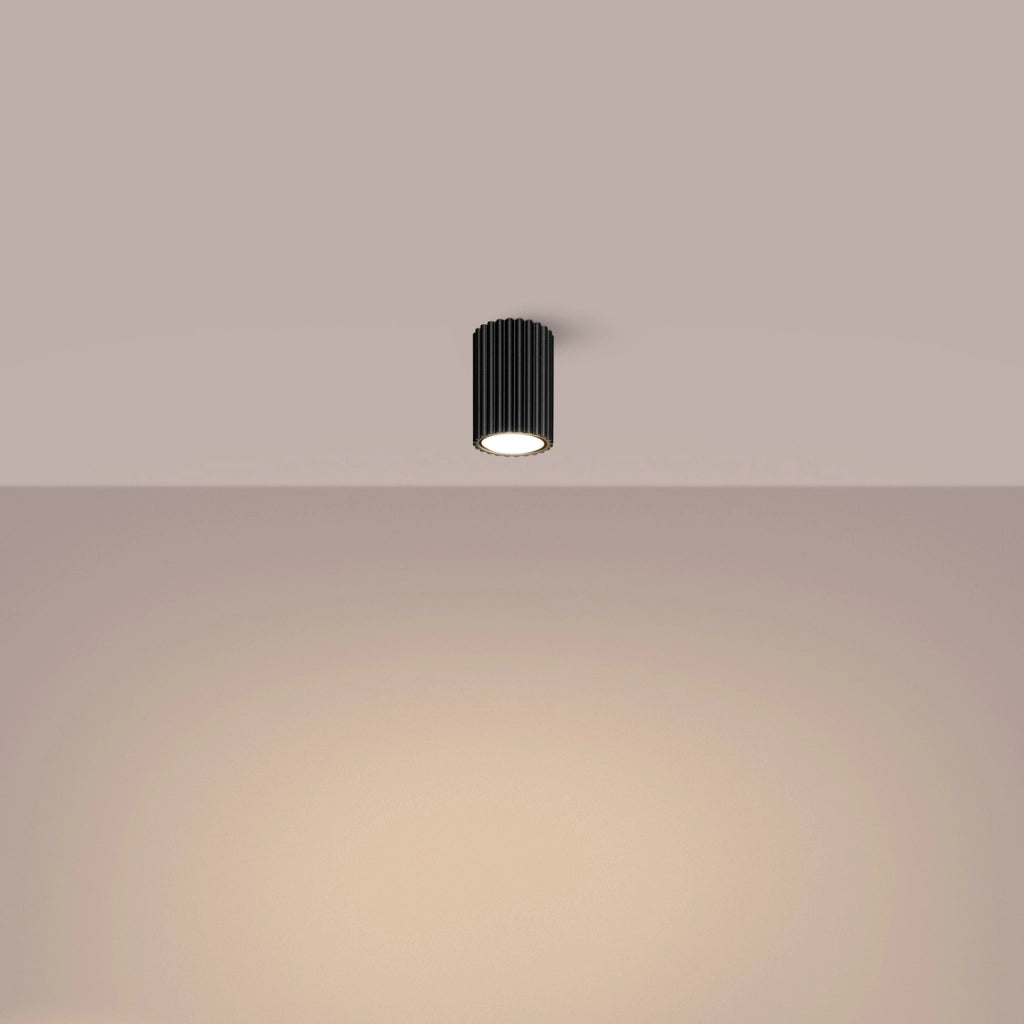 Faretto soffitto nero tubo rigato 10cm GU10 GRAVIO