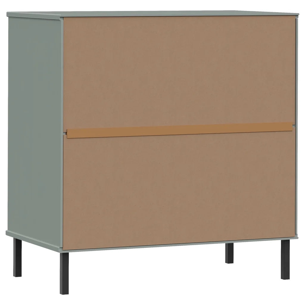 Credenza con 3 Cassetti-Buffet-Armadio da cucina Grigio 77x40x79,5cm Legno Massello OSLO