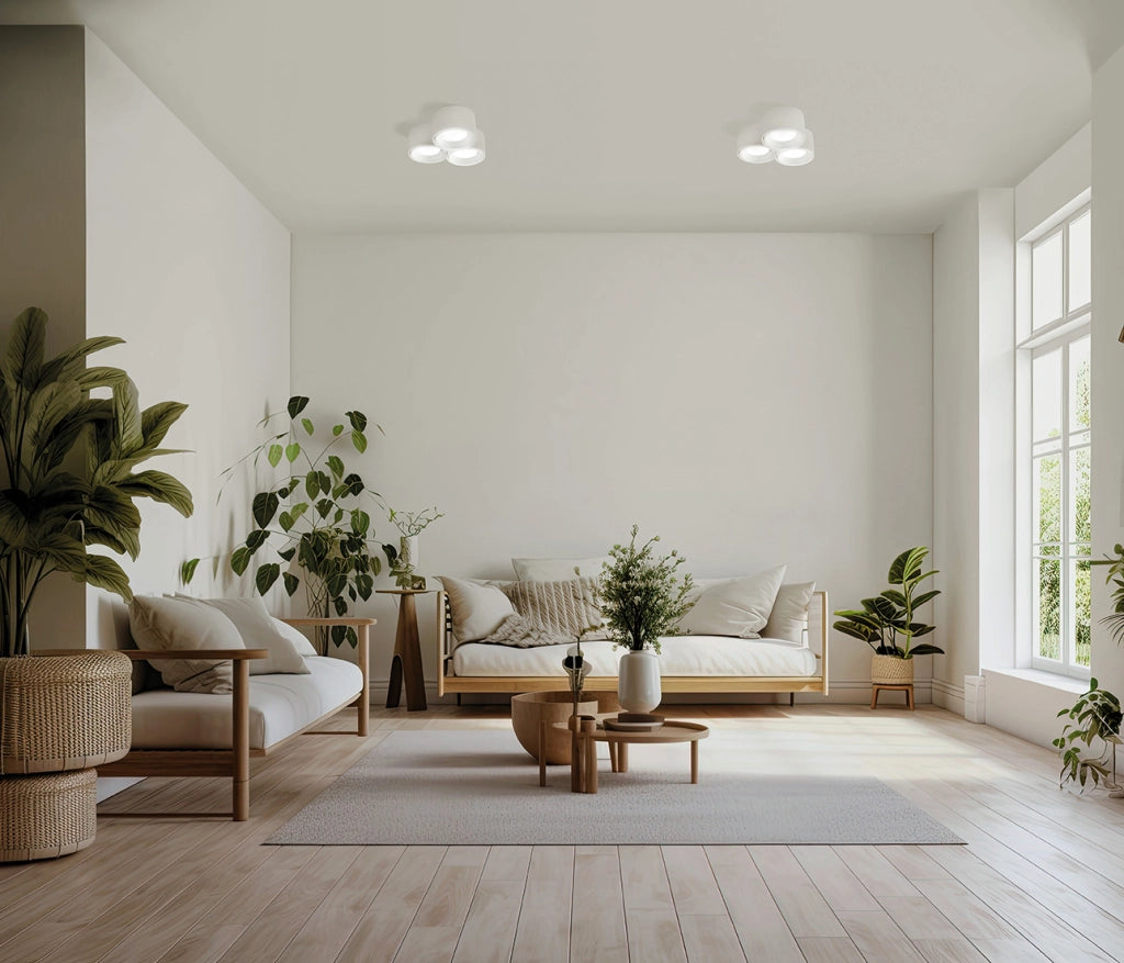 NASSO lampada da Soffitto 3 Luci attacco GX53 Tonda bianco in gesso e alluminio
