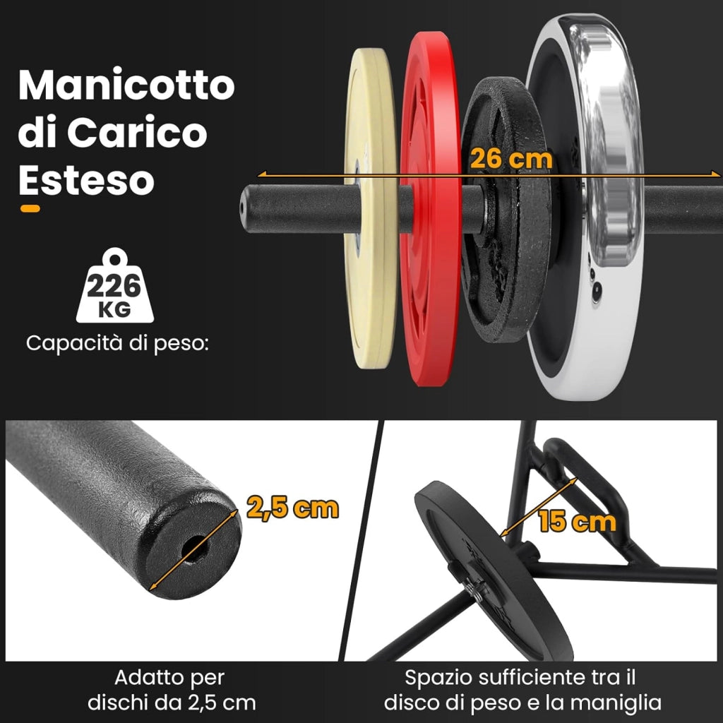 Barra della Trappola Olimpica, Olympic Hex Trap Bar in Acciaio con Maniglie Piegehvole, Barra Sollevamento Pesi, Capacità di Carico 226 kg