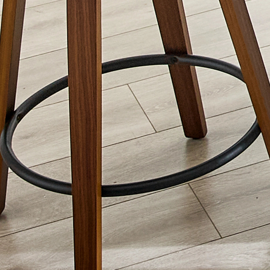 2 sgabelli da bar con schienale floreale, Bugholz, PU, poggiapiedi in metallo, design moderno