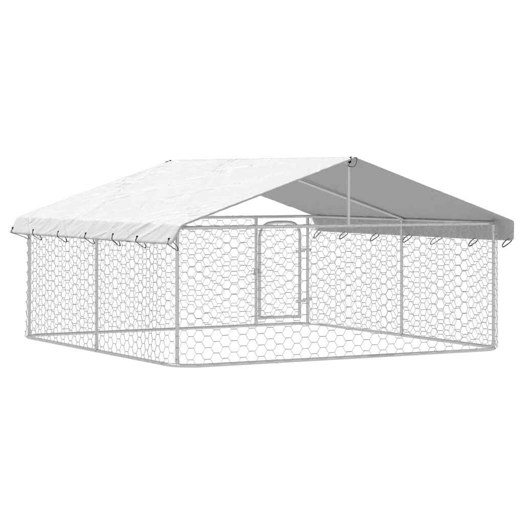 Gabbia/recinto per animali da esterno con tetto 300 x 300 x 150 cm Argento 02_0041908