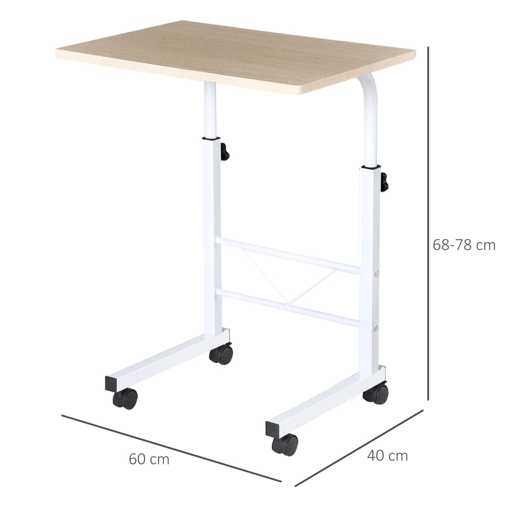 Tavolino con Ruote e Altezza Regolabile ¨C Zephmum ¨C 60x40x68-78 cm Bianco