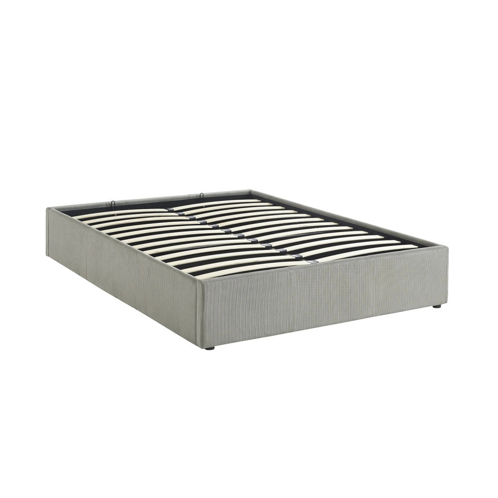 Struttura letto con contenitore e rete a doghe 140x190cm, imbottita