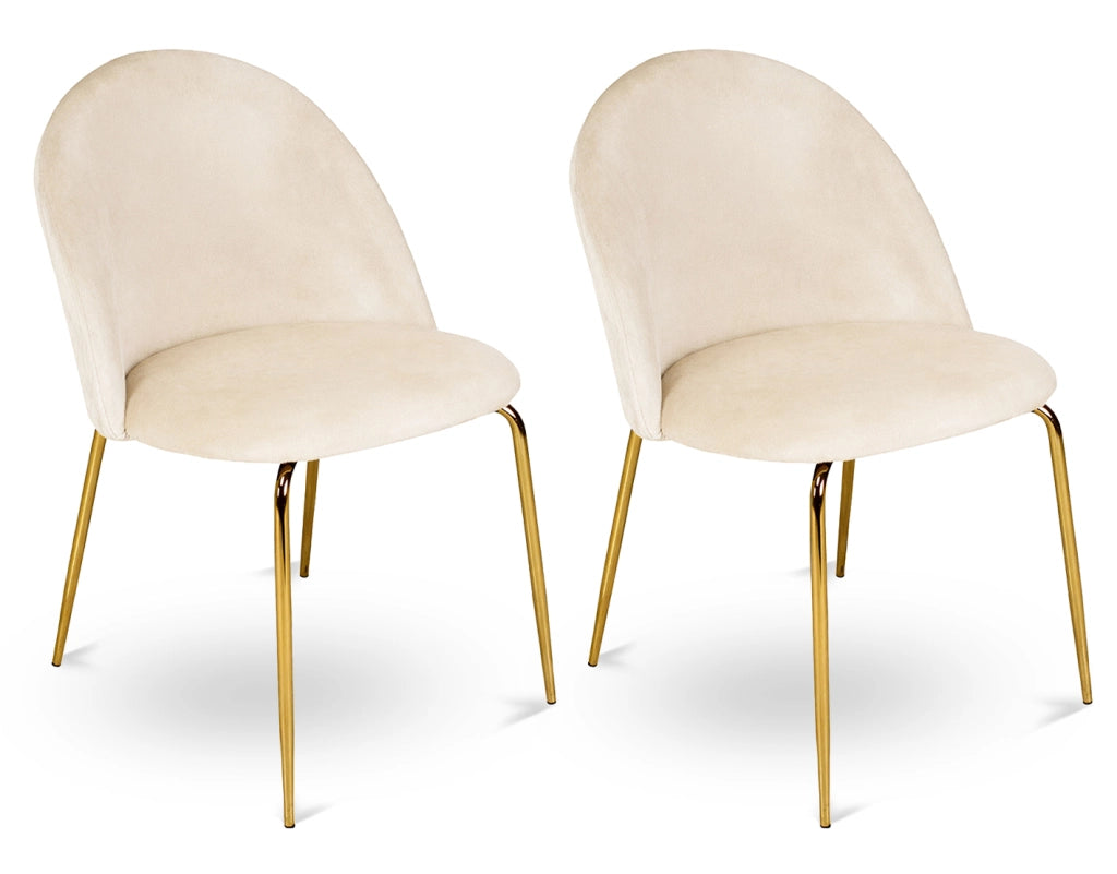 Set di 2 sedie da pranzo imbottite in velluto beige piede oro - Nicole - SD11NIG