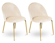 Set di 2 sedie da pranzo imbottite in velluto beige piede oro - Nicole - SD11NIG