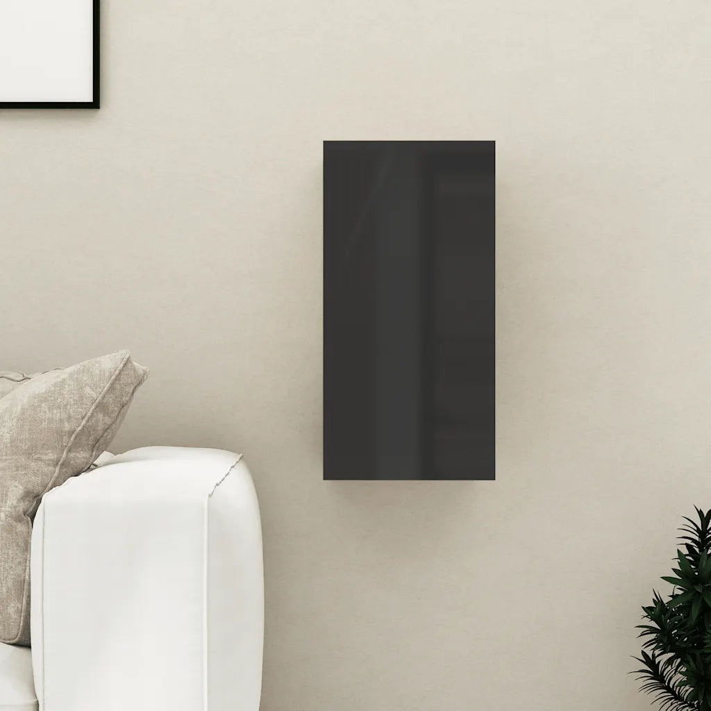 Mobile Porta TV Nero Lucido 30,5x30x60 cm Legno Multistrato