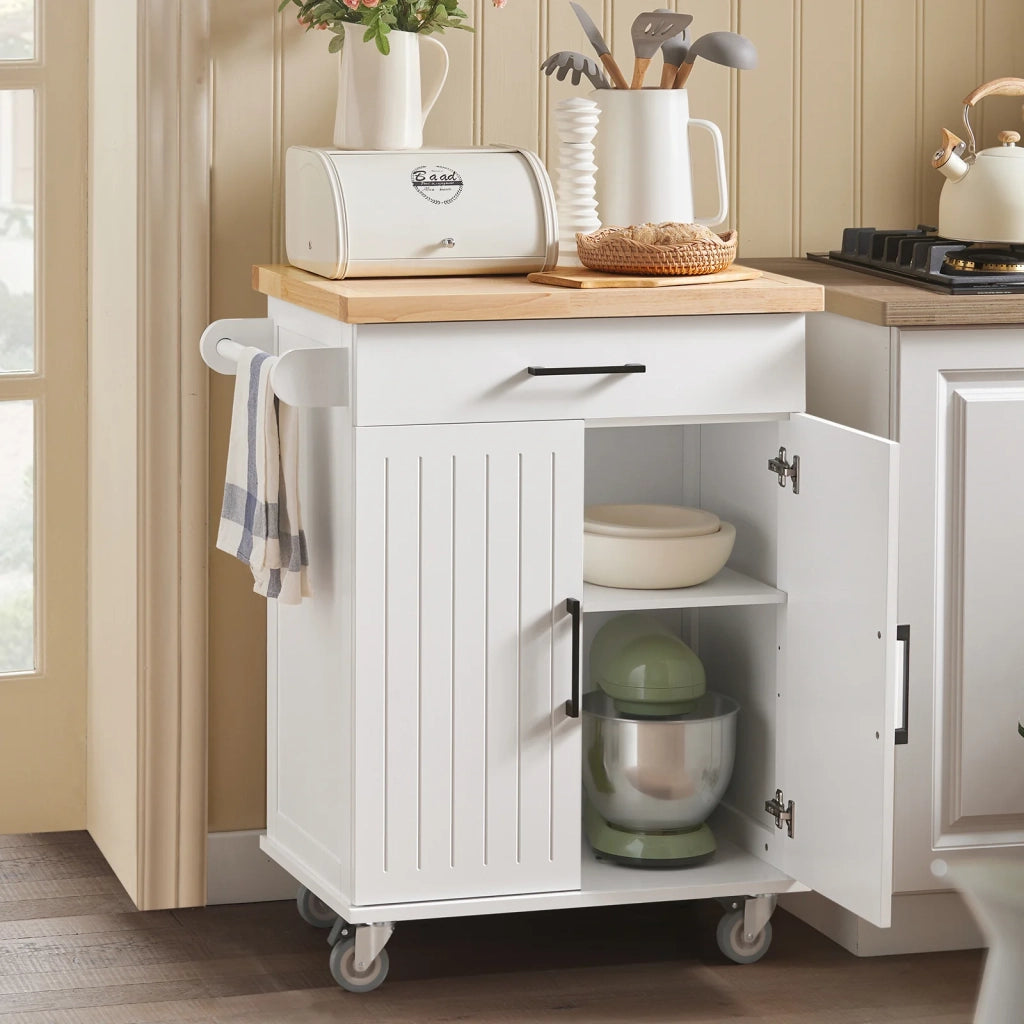 Credenza Cucina Carrello Cucina Con Ruote Con Cassetto E 2 Ante 74.5x45.5x91cm FKW119-WN SoBuy