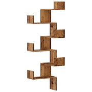 Scaffale Angolare Muro | Mensola a parete Legno Antico 45x45x147 cm Multistrato